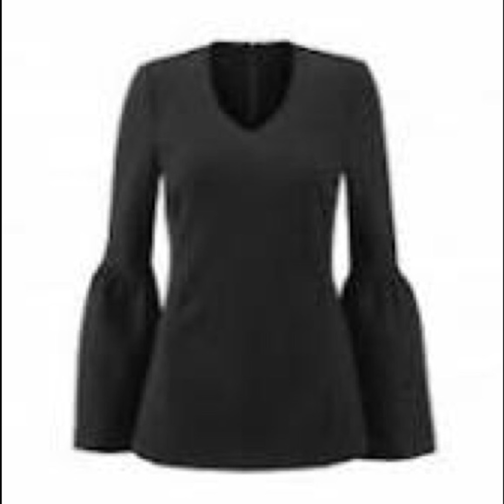 CAbi black v neck bell sleeve top sz M
